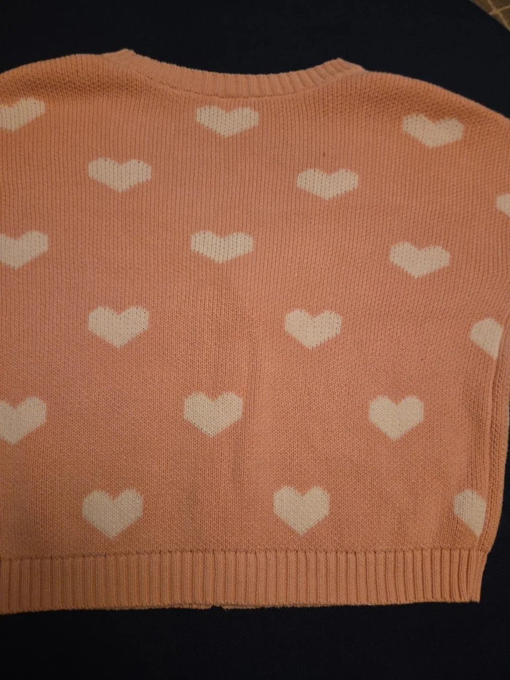Old Navy Girls XL 14-16 Pink Heart Cardigan 100% Cotton Cropped Sweater